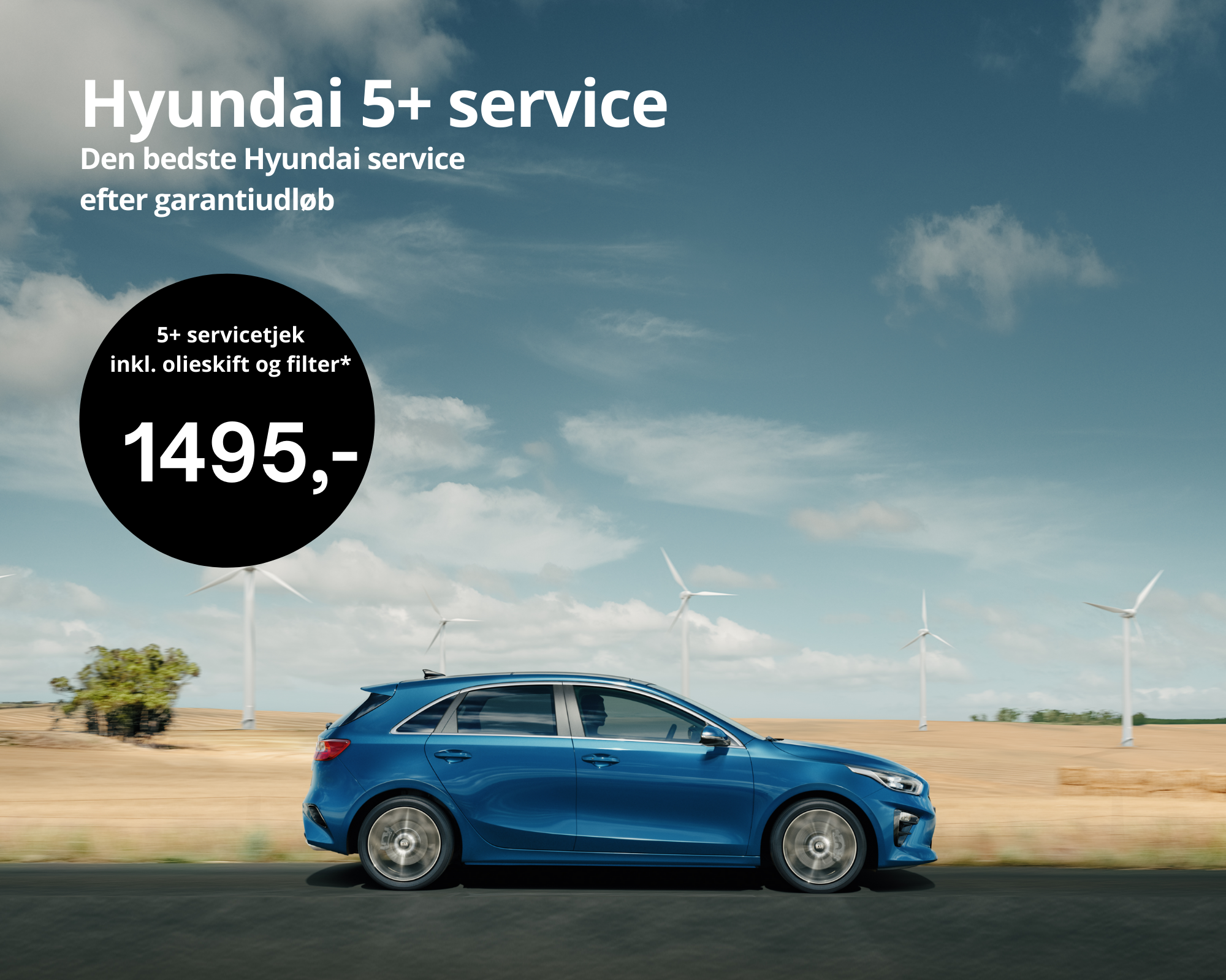 Hyundai 5+ service basisservice blå bil | Bilscenen Esbjerg | Autoriseret Kia & Hyundai værksted
